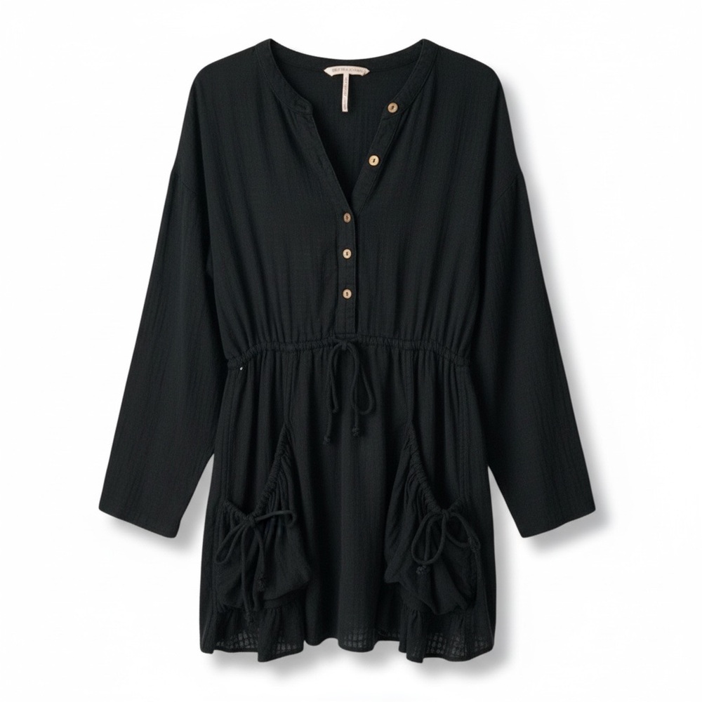 FREE PEOPLE Long Sleeve Dress Black Medium